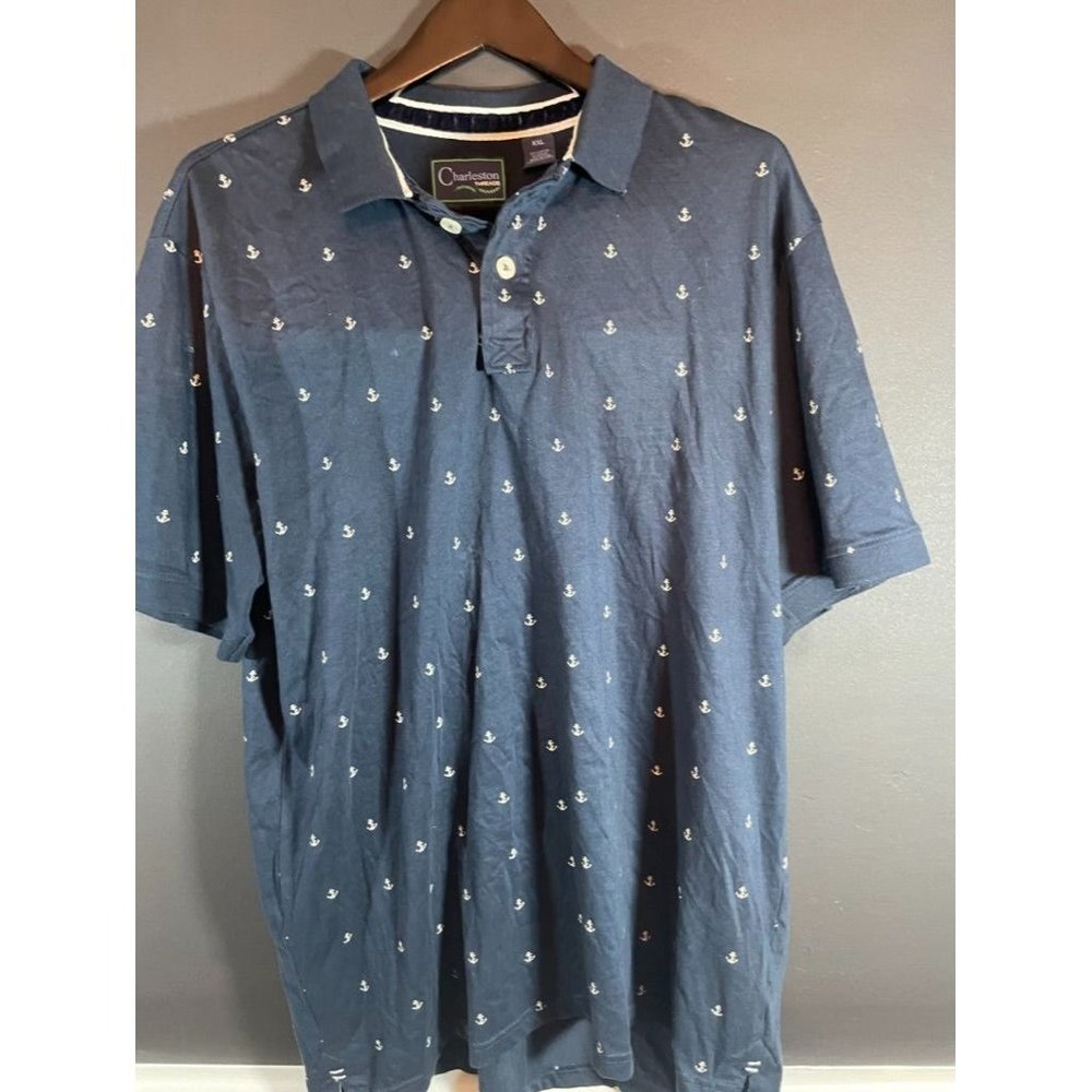 Charleston Threads - Men's Blue Nautical Themed Polo Shirt - Size XXL